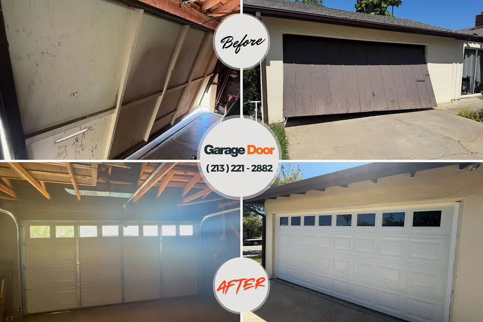 Before and after: garage door repair Paterson, NJ